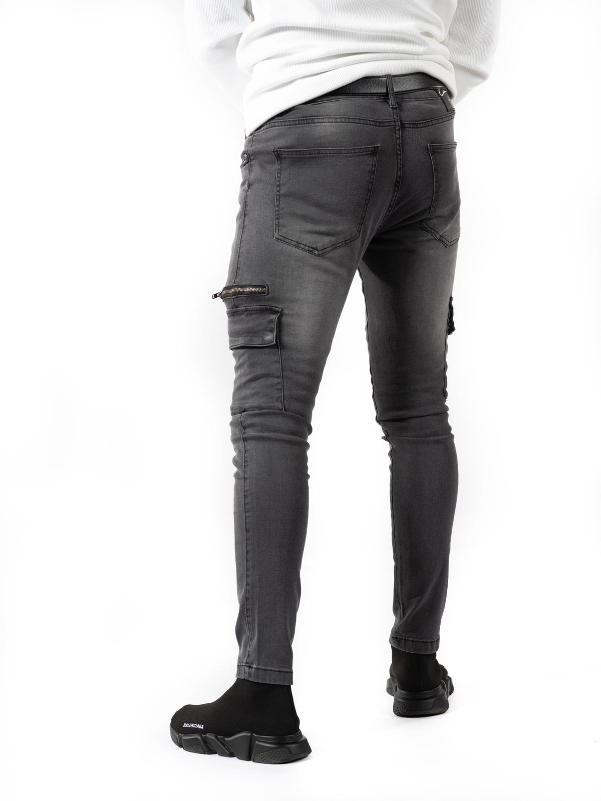 Dusty Grey Cargo Stretchy Skinny Jeans - Vox Gentè